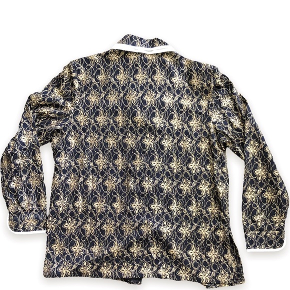 Black and Gold Lace Button Down Blouse - Picture 4 of 7